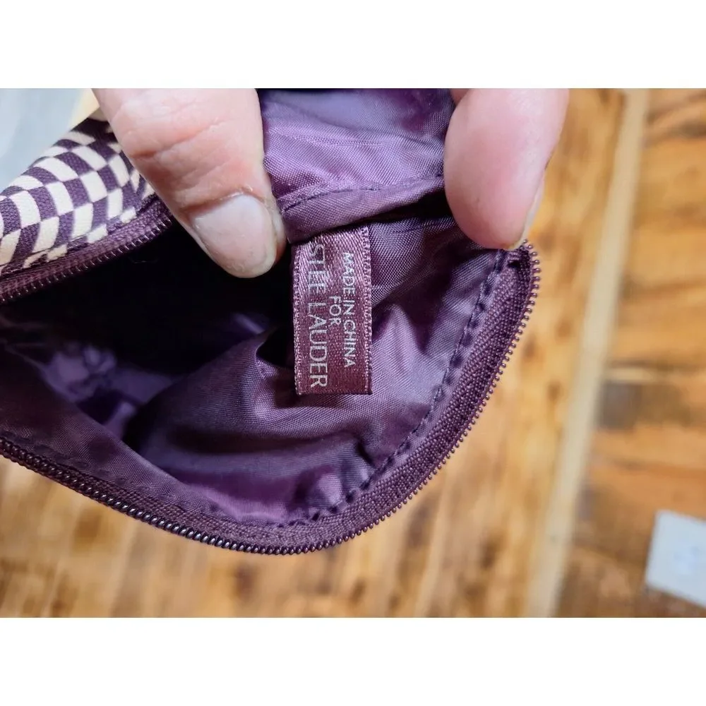 Estée‎ Lauder Purple Tan Zipper Makeup Cosmetic Travel Bag